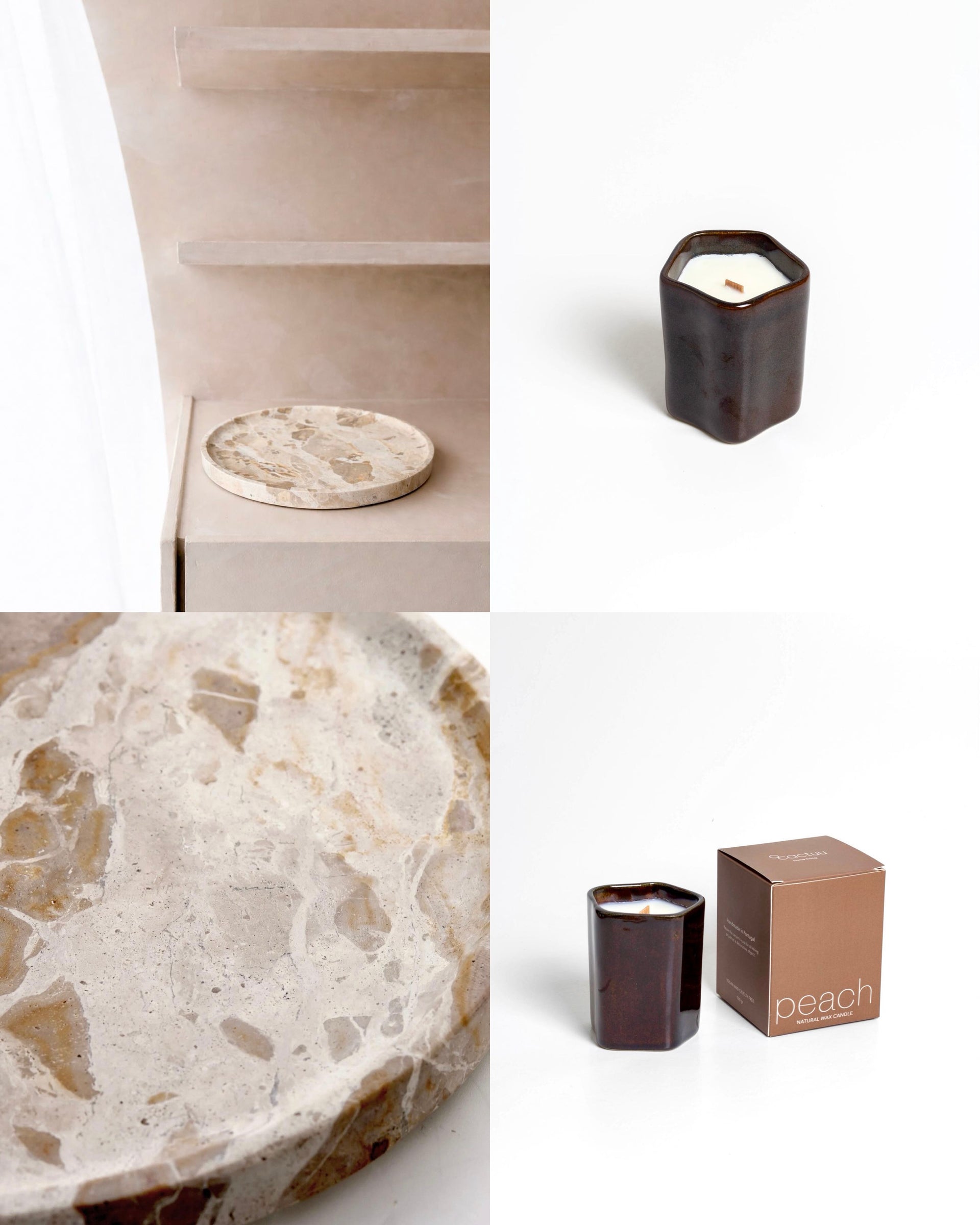 GIFTSET | Dienblad Lene Bjerre - Geurkaars Peach O'Cactuu