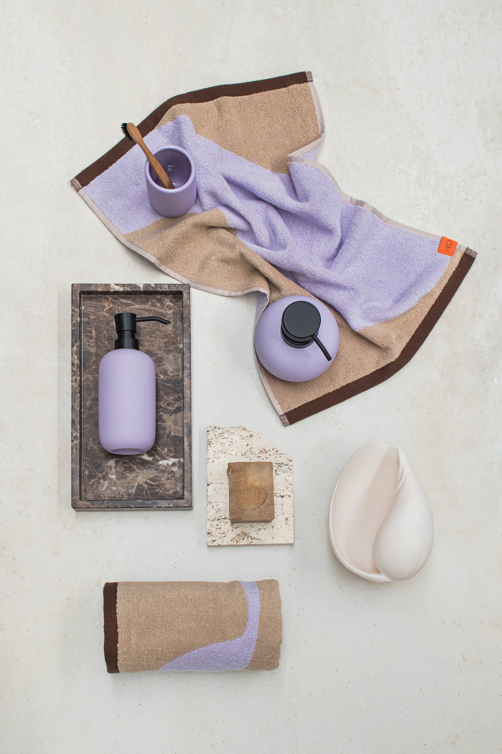 Nova Arte gasthanddoek (set 2) | Lila - Sand