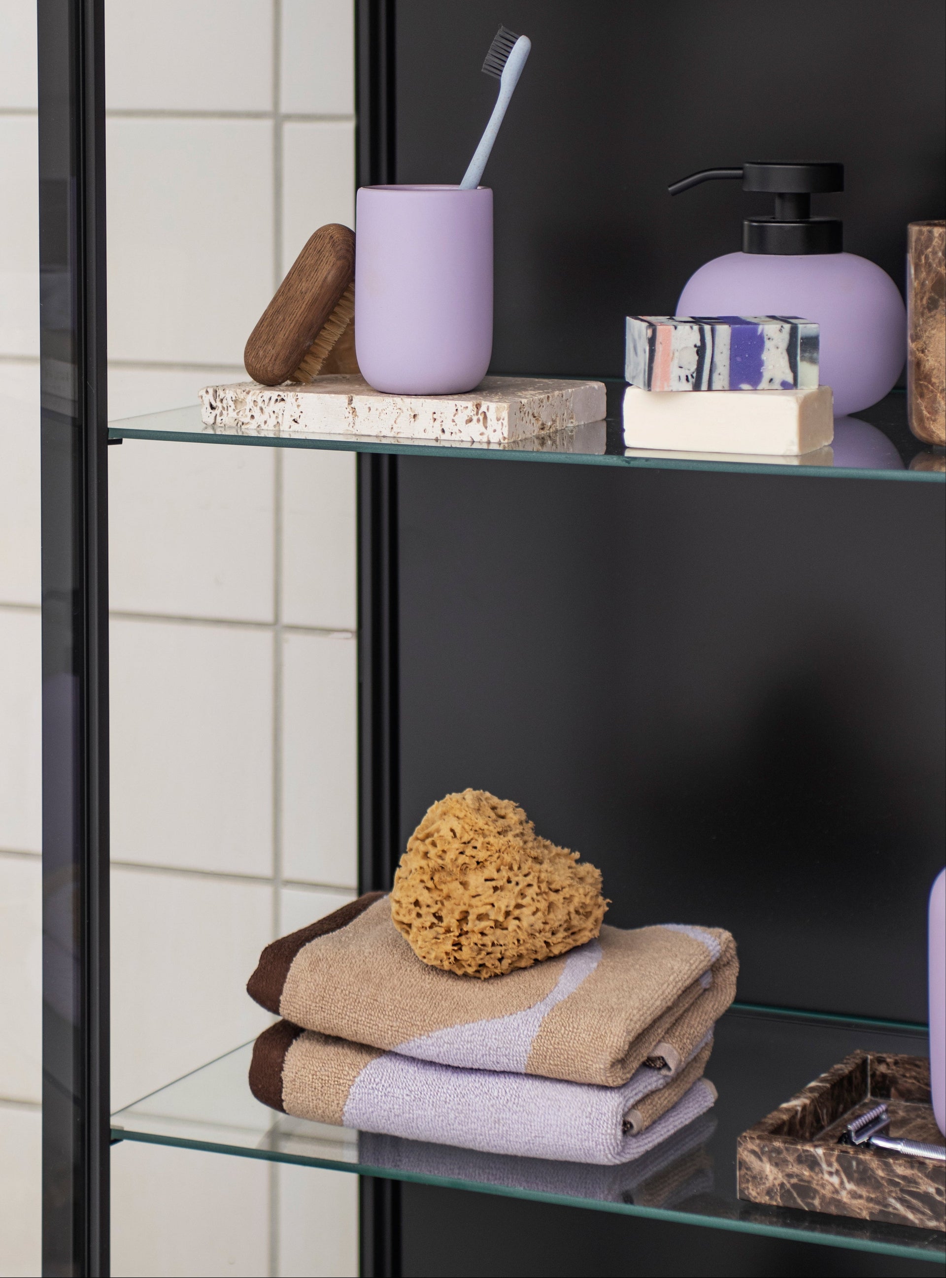 Nova Arte gasthanddoeken (set 2) | Lila - Sand