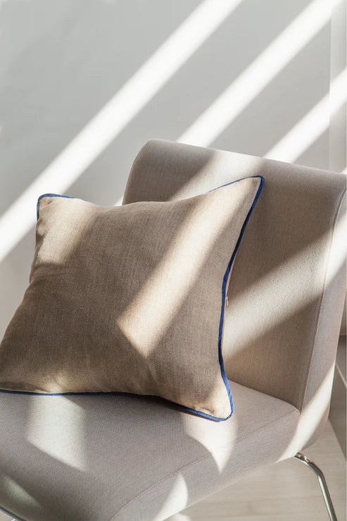 Kussenhoes border blauw | 100% katoen